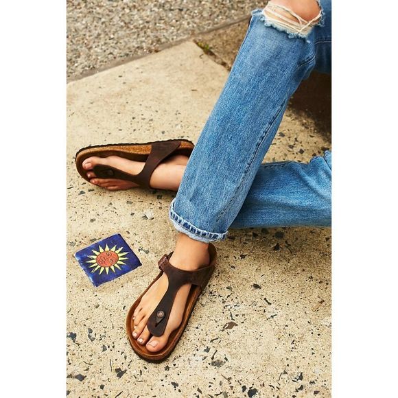 Free People x Birkenstock Gizeh Oiled Leather Thong Sandals Regular Sz 39 - Picture 1 of 9